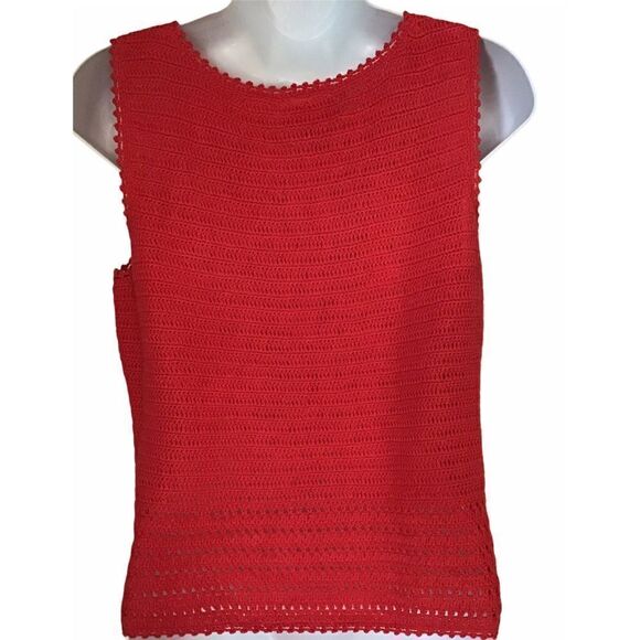 Liz Claiborne Crochet Knit Cropped sleeveless Dark Pink Summer Tank Top Sz S - Picture 3 of 7